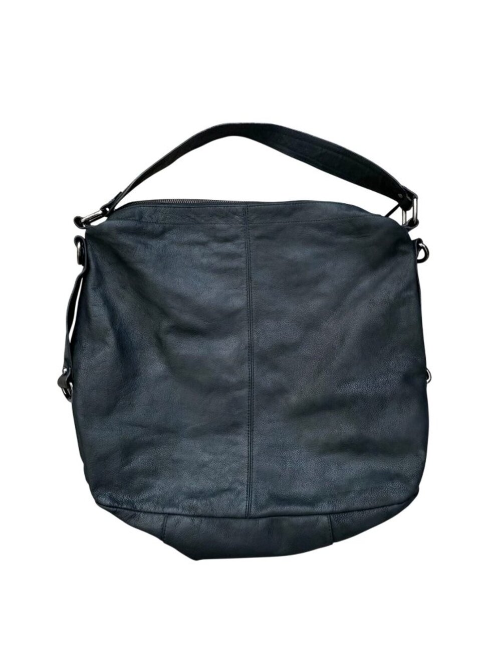 Elliott Lucca Black Pebbled Soft Leather Shoulder Bag Hobo Slouch Purse - Picture 3 of 11